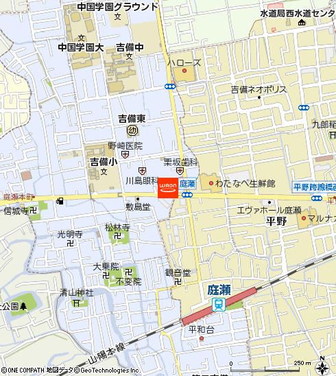 イオンバイク庭瀬店付近の地図